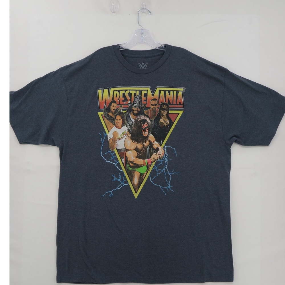 WWE WrestleMania Mens 3XLT T-Shirt Grey Graphic Ultimate Retro